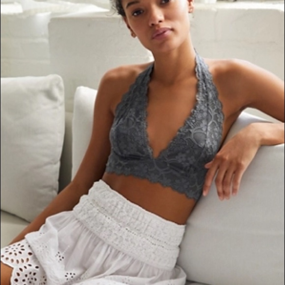 Free People Galloon Halter Lace Bralette (2 available: black & grey) - Picture 7 of 14